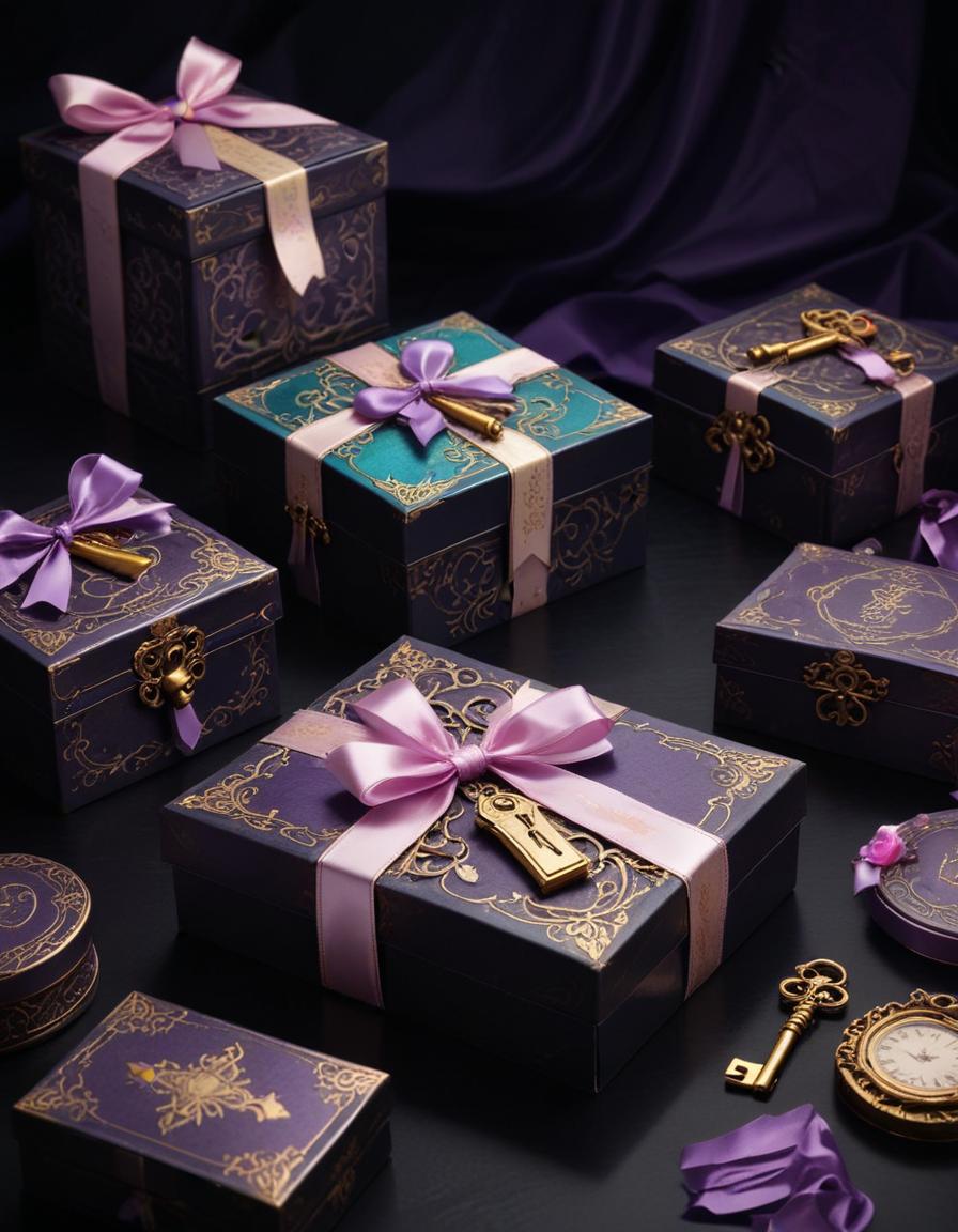 Elegant boxed bundles on dark surface